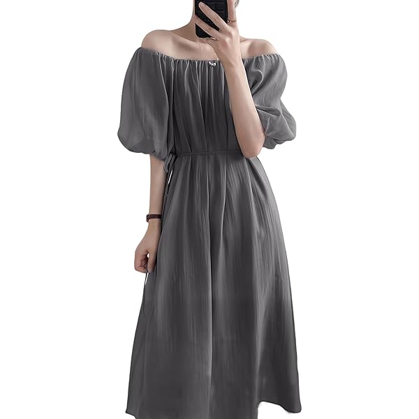 着痩せ！オープンショルダーゆったりロングワンピース（大きいsize） Amazon.co.jp: [SIPERLARI] ワンピース レディース 半袖 裏地